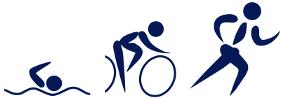 Piktogramme von einem Schwimmer, Radfahrer und Läufer